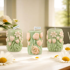 RKPM HOMES Flower Cylinder Candle Mold I 3D Round Pillar Flowers Column Silicone Epoxy Mould I for DIY Handmade Beeswax/Soy Wax Candles Plaster Resin Clay Desktop Home Decor Art Craft Projects (Tulip)