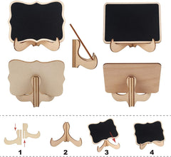 RKPM HOMES Mini Wood Lace Shape Chalkboards with Support Easels | Wooden Place Card Name | for Message Board Signs Food Labels Wedding Parties Holder Décor | Small Rectangle (Pack of 20)