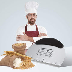 RKPM Bench Scraper Chopper Stainless Steel Non Sleep Kitchen Food Scraper Icing Smoother Blade with Measuring Scale for Dough, Cake, Pizza (S Steel Round)