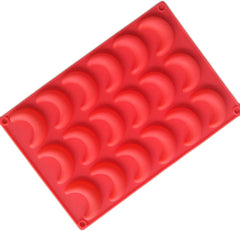 RKPM HOMES Moon Shape Chocolate Mould I Multi-Purpose Reusable 3D Silicone Ice Maker Mould Tray I for DIY Handmade Cake Décor Polymer Clay Candy Gummy Cookies Muffin Soap Resin Art Craft - 18 Cavity
