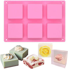 RKPM HOMES 6 Cavities Silicone Cake Baking Mold Baking Mold Cake Pan, Biscuit Chocolate Mold, Ice Cube Tray, Soap Mold Pack of 1 Mold Size 23.5 x 15.8 x 2.5 cm