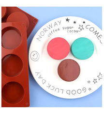 RKPM HOMES 2 Pcs Round Shape Chocolate Mould | Silicone Disc Cake Mold | Fondant Molds DIY 3D Candy Bar | Ideal for Chocolate and Cake Decoration | for Cake, Brownie Topper, Gummy & Jello - 6 Cavity