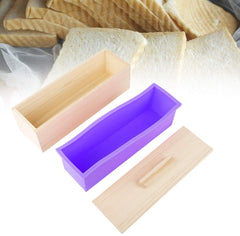 RKPM HOMES 1200ML Silicone Multi-Function Wooden Rectangle Soap Mold with Lid DIY Baking Cake Ice Chocolate Loaf Tool for Toaster Micro Oven Refrigerator.