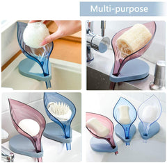 RKPM HOMES 100% Self Draining Bar Soap Holder, Leaf Soap Dish for Shower/Bathroom, Waterfall Drain Soap Saver, 2 Pcs Brown
