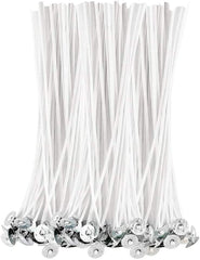 RKPM HOMES Cotton Candle Wick | with Metal Sustainer Tabs | Low Smoke Pre-Waxed for Candle Making | Homemade DIY Candle Making Decorating Art | Candle Accessory – Pack of 100 (8 CM)