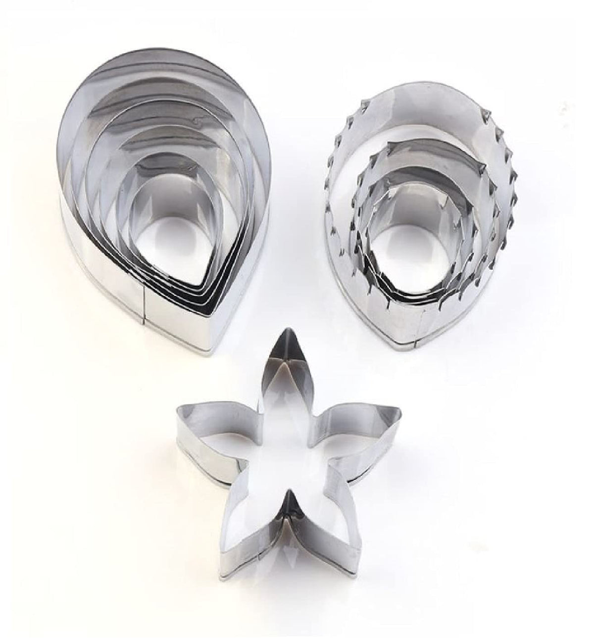 RKPM HOMES Cookie Cutter Set | Stainless Steel Gum Paste Cutter | Biscuit Mold Fondant Muffin Cup Cake Decoration | Tools for Holiday Party Wedding Birthday (11 Pcs Rose Petal, Leaf and Star Shape)
