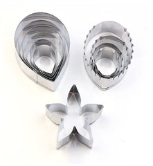 RKPM HOMES Cookie Cutter Set | Stainless Steel Gum Paste Cutter | Biscuit Mold Fondant Muffin Cup Cake Decoration | Tools for Holiday Party Wedding Birthday (11 Pcs Rose Petal, Leaf and Star Shape)