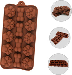 RKPM HOMES Chocolate Mould I 3D Fondant Cat Claw Bone Shape Silicone Baking Mold Tray I for Handmade DIY Jelly Cakes Dessert Candy Pastry Polymer Clay Muffin Cupcake Decoration Tool I Brown - 14Cavity