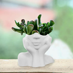 RKPM HOMES Planter Mold I Girl Face Shape Casting Plant Silicone Epoxy Candlestick Mould I Succulent Concrete Candles Resin Molds for Handmade DIY Jewelry Trinket Storage, Makeup Container, Pen Holder