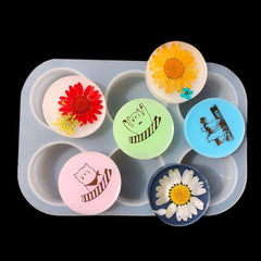 RKPM HOMES Flat Round Shape Soap Mold I 3D Fondant Cylinder Silicone Coaster Wax Tray I Handmade Sharp Soap Making Forms I Mould for Lotion Bar Cake Chocolate Ice DIY Candle Resin Art Craft - 6 Cavity