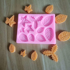 RKPM HOMES Leaf Chocolate Mold I 3D Fondant Holly Maple Leaves Shape Silicone Baking Mould I for Handmade DIY Jelly Cakes Dessert Candy Pastry Polymer Clay Soap Resin Muffin Cupcake Décor - 10 Cavity