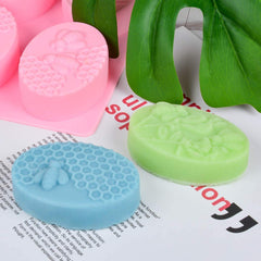 RKPM HOMES 6 Cavities Silicone Soap Molds, Homemade Soap Making Chocolate Baking Molds ,20X10X3 Centimeters(6 Cavity Honey Bee Oval Shape Mold)