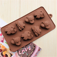 RKPM HOMES Animal Shape Chocolate Mould | Silicone Candy Mold | Baking Tools For Cake Chocolate Candy Ice Jelly | Cake Baking Moulds | Bakeware Molds | Brown 8 Cavity,10X10X10 Cm