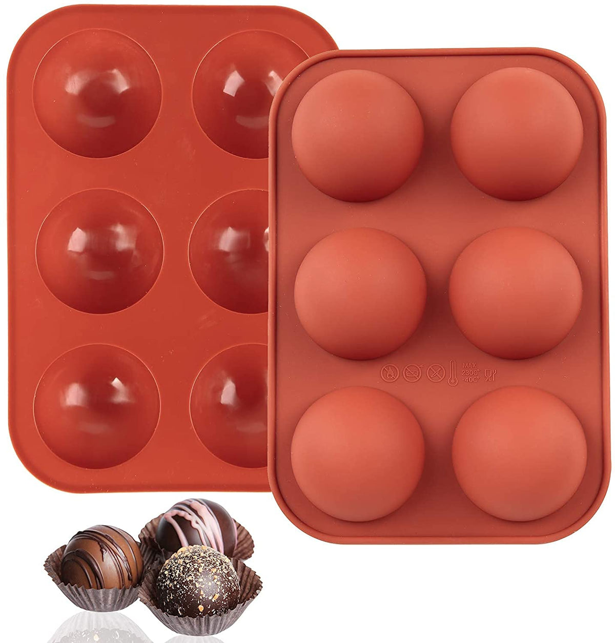 RKPM HOMES Medium 6 Cavity Semi Sphere Silicone Mold, Pack of 1 Baking Mold for Making Chocolate, Cake, Jelly, Dome Mousse Mold Size 19 x 13 x 5 cm (2 Pcs)