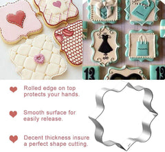 RKPM HOMES Cookie Cutters Set, 3 Pieces Stainless Steel Plaque Frame Pastry Biscuit Cookie Cutter Kit Fondant Cutter for Chocolate Candy Cake Decor