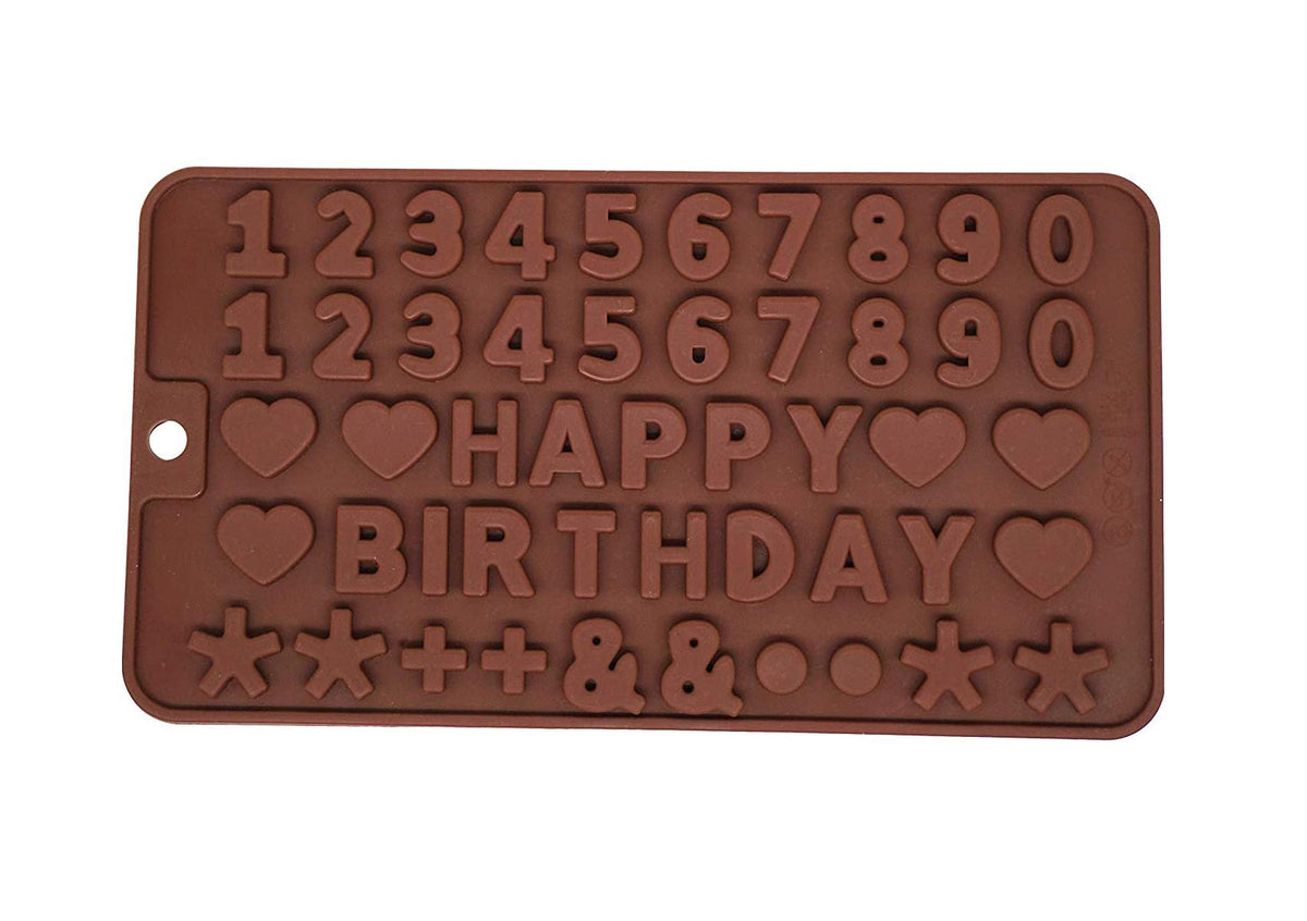 RKPM HOMES Silicone Chocolate Mold Candy Mold Jelly Ice Cube Tray Muffin Sugar Craft Fondant Mold Mould Cake Decorating Tools (Happy Birthday Chocolate Mold)
