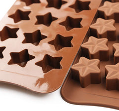 RKPM HOMES Silicone Chocolate Mold Candy Mold Jelly Ice Cube Tray Muffin Sugar Craft Fondant Mold Mould Cake Decorating Tools (15 Cavity Line Star Shape Chocolate Mold)
