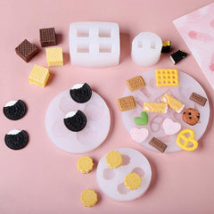 RKPM HOMES Cookie Fondant Mold I 3D Silicone Donut Mould I for DIY Handmade Sugarcraft Cake Decoration, Polymer Clay, Candy, Cupcake, Jelly, Muffin, Soap Resin Wax Making (Bited Biscuit 4 Cavity)