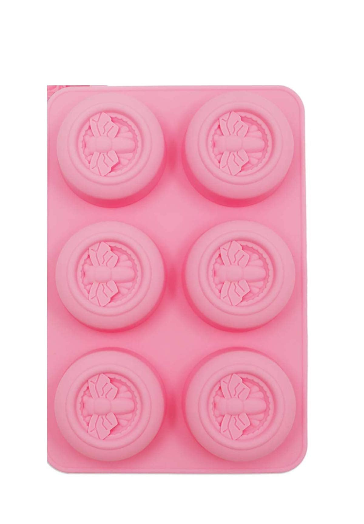 RKPM HOMES 6 Cavities Silicone Soap Molds, Homemade Soap Making Chocolate Baking Molds (6 Cavity Honey Bee Round Shape Mold)