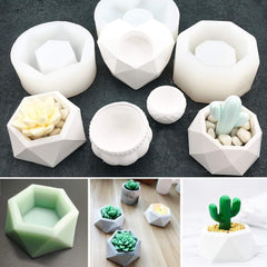 RKPM HOMES Candles Holders Resin Mold I Mini Geometric Casting Plant Silicone Epoxy Candlestick Mould I Succulent Concrete Molds I for DIY Jewelry Trinket Storage Flowers Plants Pot Home Decoration (Set Of 3 Pcs)