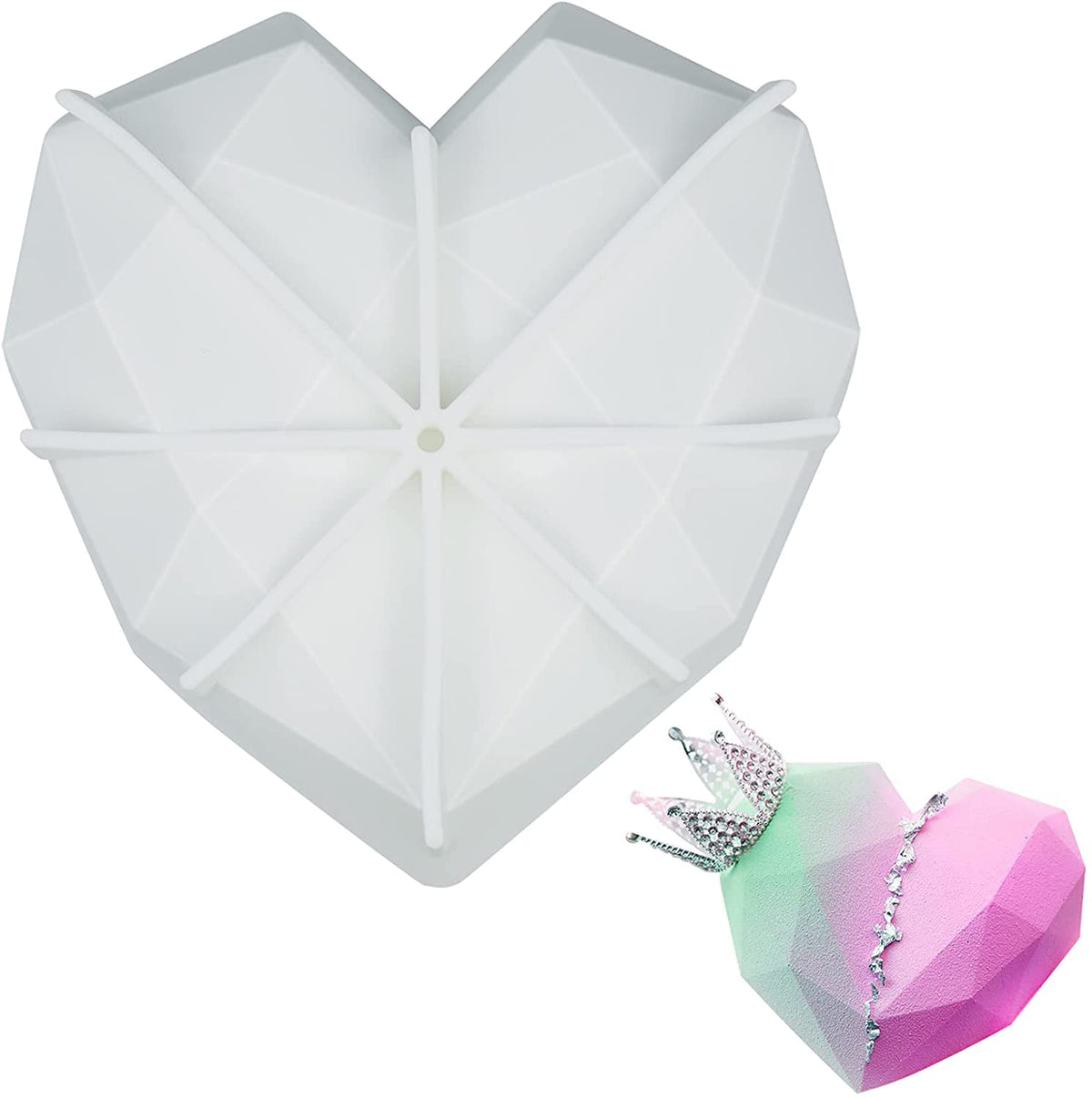 RKPM HOMES Diamond Heart Chocolate Mould | Silicone 3D Candy Mold | Baking Tools for Cake Chocolate Candy Mousse Dessert Ice Jelly Soap Pudding | Cake Baking Moulds | Bakeware Molds - 1 Cavity