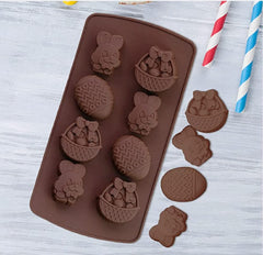 RKPM HOMES Easter Egg Rabbit Shape Chocolate Mould | Silicone Candy Mold | Baking Tools for Cake Chocolate Candy Ice Jelly | Cake Baking Moulds | Bakeware Molds | Brown – 8 Cavity