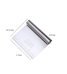RKPM Bench Scraper Chopper Stainless Steel Kitchen Food Scraper Icing Smoother Blade with Measuring Scale for Dough, Cake, Pizza (S Steel)