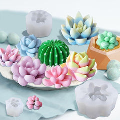 RKPM HOMES Cactus Flower Plants Candle Mold I 3D Fondant Silicone Scented Wax Mould I Succulent Molds for DIY Handmade Ornament Chocolate, Cake Décor, Resin Art Craft Making, Home Decoration (RK186)