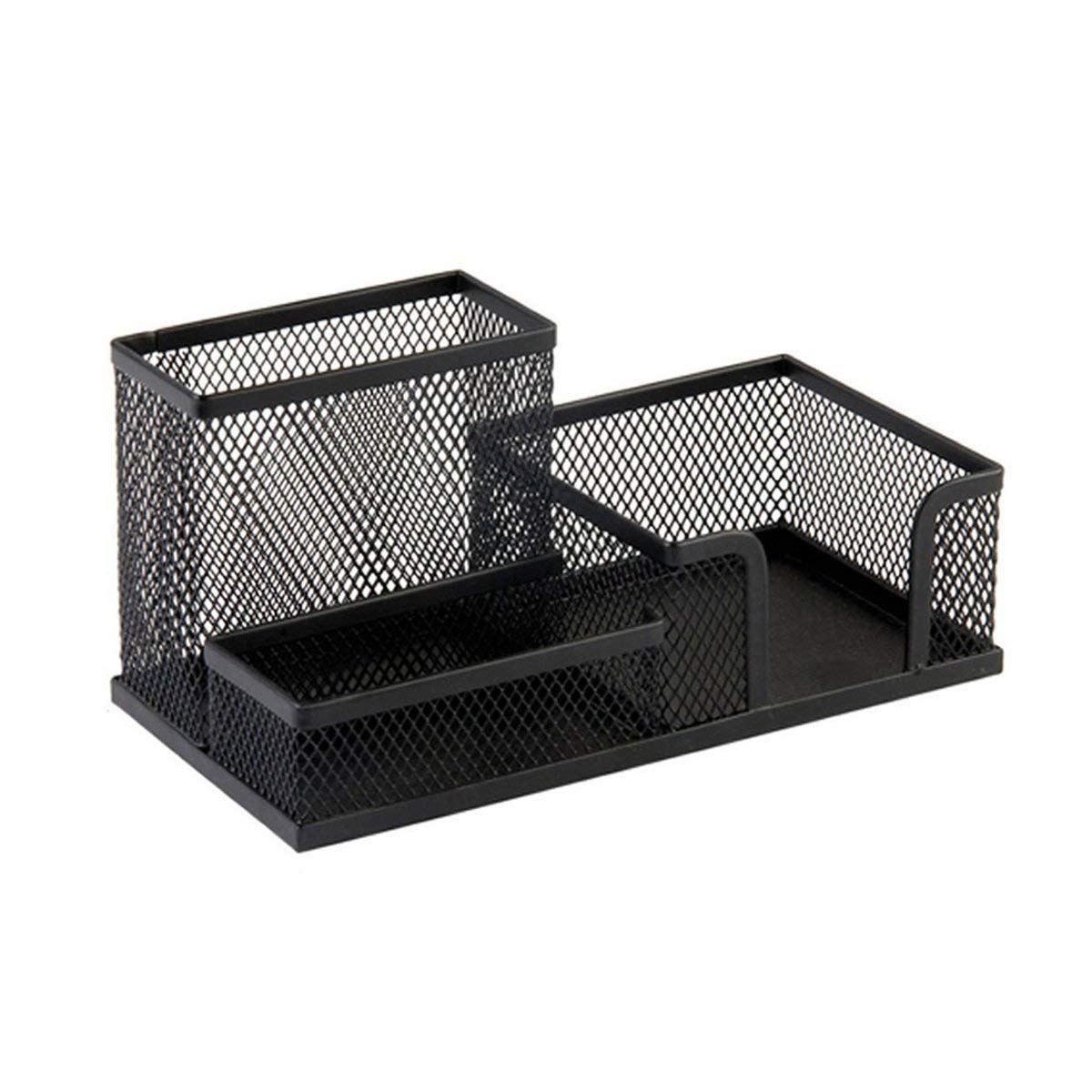 RKPM Pan Stand Office Supplies Desk Organizer Mesh Collection Pen Holder, 3 Compartments Black