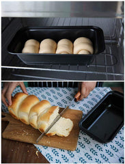 RKPM HOMES Rectangle Cake Mould I Non-Stick Tin Teflon Coating Baking Pan I Carbon Steel Bread Loaf Cake Tray I Can be Used Microwave Oven, OTG I Cake Making Supplies - Pack of 1 (Black)