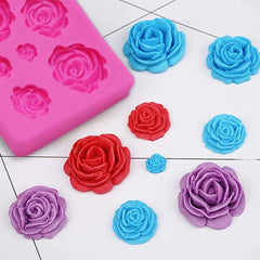 RKPM HOMES Silicone 7 Cavity Rose Shape Sugerpaste Cake Mould Fondant Molds Silicone Baking Molds Pak of 1 Size of Mold - 8.5 X 6.2 X 1 Cm