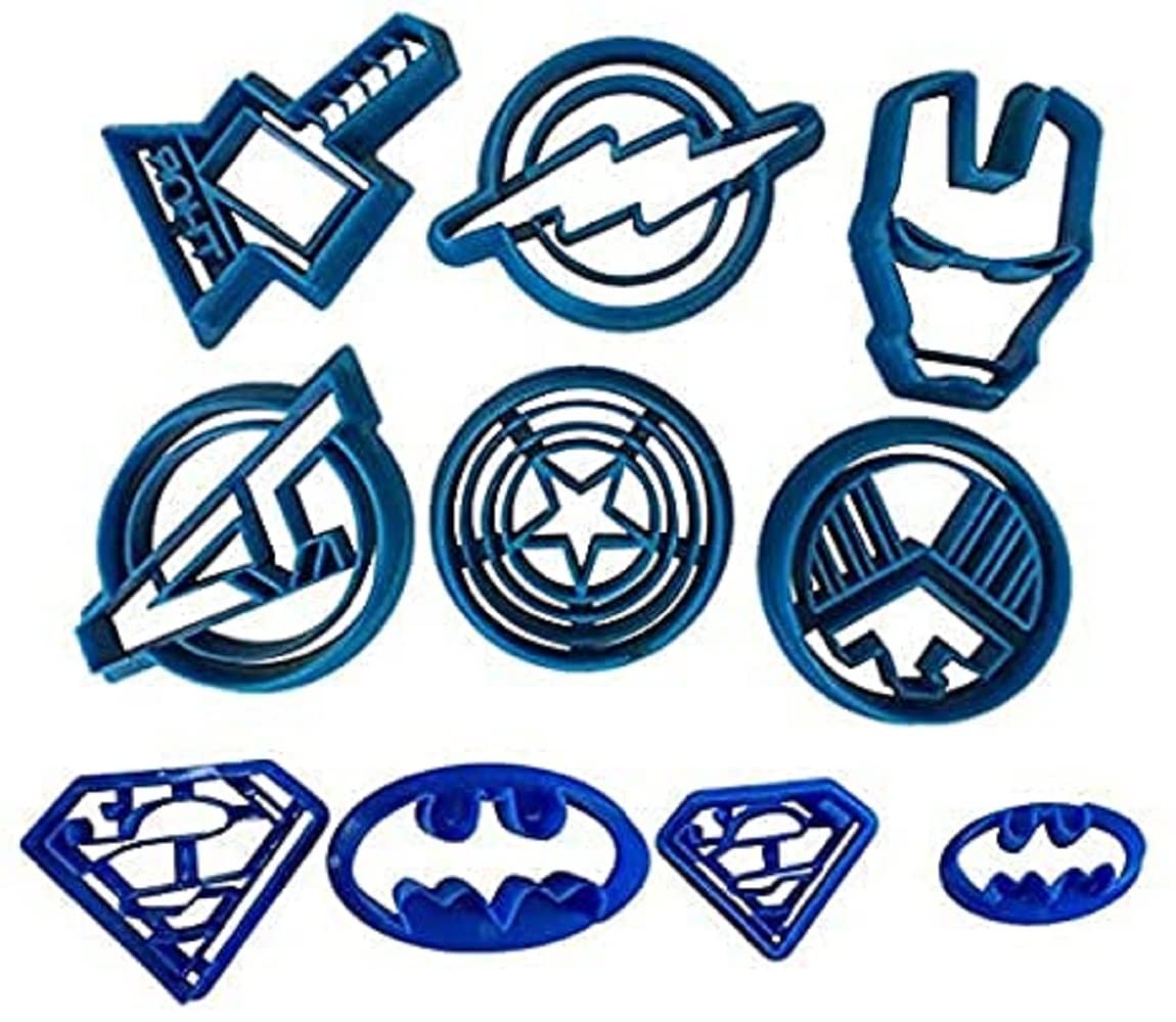 RKPM HOMES 10 Pcs Cookie Cutter Set | Cartoon Characters Shape Cutter Set | Superman, Batman, Thor, Iron Man,Captain America, Avengers Superhero Fondant Cutter | Biscuit Mold Muffin Cupcake Decoration