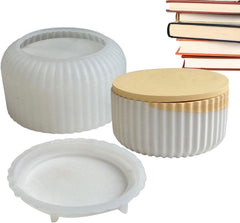RKPM HOMES Box Resin Molds I Concrete Round Short Silicone Epoxy Casting Mould with Lid I for DIY Handmade Necklace Earring Art Crafts Jewelry Storage Box Ring Trinket Container Decorations (Stripes)