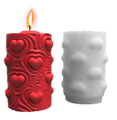 RKPM HOMES Heart Shape Candle Mold I 3D Love Column Geometric Cylindrical Pillar Silicone Epoxy Mould I for DIY Handmade Ornament Chocolate Cake Décor Aromatherapy Soap Resin Art Craft Home Decoration