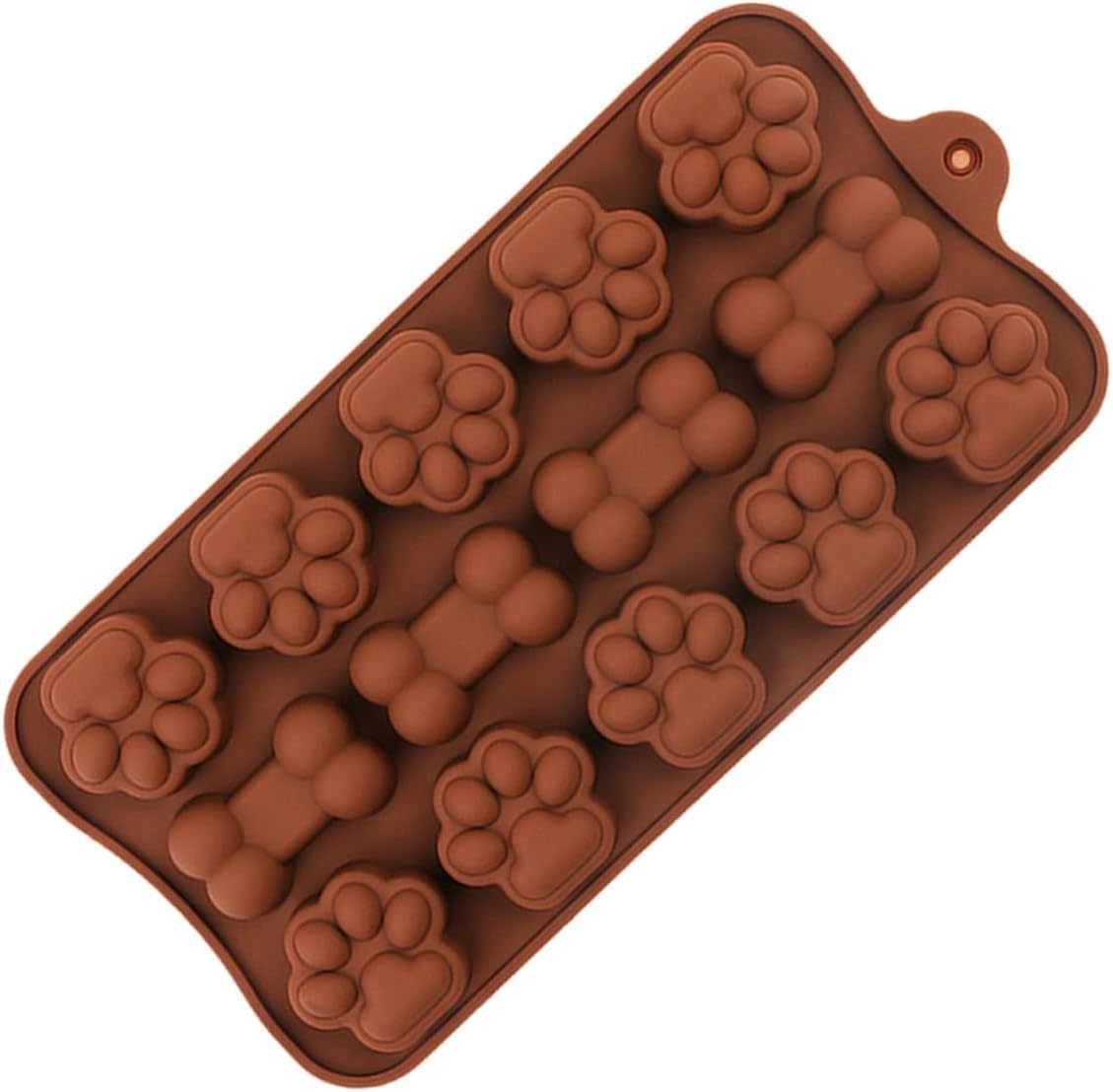 RKPM HOMES Chocolate Mould I 3D Fondant Cat Claw Bone Shape Silicone Baking Mold Tray I for Handmade DIY Jelly Cakes Dessert Candy Pastry Polymer Clay Muffin Cupcake Decoration Tool I Brown - 14Cavity