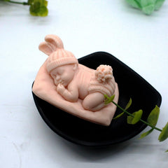 RKPM HOMES Sleeping Baby with a Pillow Design Fondant Mold I 3D Newborn Christening Silicone Mould I for DIY Handmade Cake Décor Polymer Clay Candy Cookies Muffin Soap Resin Wax Candle Making (Thin)