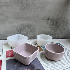 RKPM HOMES Candles Holders Resin Mold I Concrete Silicone Epoxy Casting Mould I for DIY Handmade Art Crafts Jewelry Storage Box Ring Trinket Container Flower Pot Holder Home Décor (Round Without Lid)