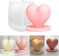 RKPM HOMES Candle Mold I 3D Fondant Silicone Heart Shape with Base Scented Wax Mould I Succulent Molds | Handmade Candles Making | for Mousse Dessert Soap Cake DIY Decorating