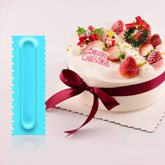 RKPM HOMES Plastic Saw Tooth Cake Scraper Set, Decorating Comb & Icing Smoother Tool Scraper, DIY Icing Decorating Spatula Decorating Mousse Butter Cream (Blue Scraper 2 Pcs)