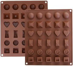 RKPM HOMES 6 Different Shape Chocolate Mould | Silicone Candy Mold | Baking Tools for Cake Chocolate Candy Ice Jelly | Cake Baking Moulds | Bakeware Molds | Brown – 30 Cavity