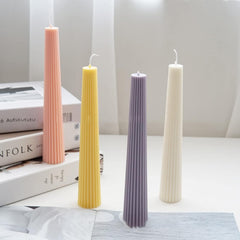 RKPM HOMES Long Pole Candle Mould I Flat Head Striped Pillar Column Cylinder Acrylic Candlestick Wax Mold I for DIY Handmade Ornament Aromatherapy Cake Home Wedding Dinner Party Décor Art Craft Making