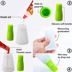 RKPM Set of 6 Silicone Cooking Oil Bottle with Basting Brush (Assorted Colour)