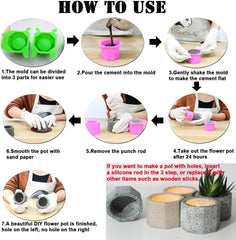 RKPM HOMES Planter Mold I Casting Plant Silicone Epoxy Candlestick Mould I Succulent Concrete Flower Pots Molds for DIY Jewelry Trinket Storage, Makeup Container Home Decoration – 3 Cavity (Flowers)