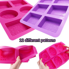 RKPM HOMES Soaps Molds | Silicone Oval & Square Shape Mould with Ocean Wave Pattern | Handmade Sharp Edges Soap Making Forms | 3D Moulds for Cake Chocolate Candy Ice Jelly Brownie Dessert - 6 Cavity