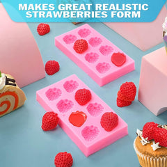 RKPM HOMES Fruit Chocolate Mold I 3D Fondant Strawberry Shape Silicone Cupcake Mould I for DIY Handmade Cake Decor Polymer Clay Cookies Gummy Muffin Ice Jelly Soap Resin Art Crafts – 8 Cavity