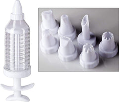 RKPM HOMES 1-Piece 8 Tips Icing Syringe, 10", White and Clear Brand: Chef Craft.