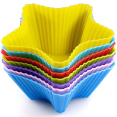 RKPM HOMES Paper Cake Cup Liners | Silicone Baking Cups | Muffin Cupcake Cases | Microwave or Oven Tray Safe | for Handmade Soap, Biscuit, Chocolate, Muffins, Jelly (Star Shape, 12 Pcs)