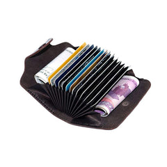 RKPM Genuine Leather Card Case Credit Business Card Holder Mini Card Wallet Case Book Card Organizer Brown