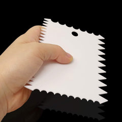 RKPM HOMES 3PCS Plastic White Cake Decorative Scraper Set Decorating Comb Icing Smoother for Cream Cake Scraper Triangle