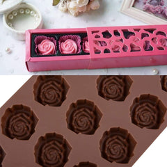 RKPM HOMES Rose Petal Shape Chocolate Mould | Silicone Candy Mold | Baking Tools for Cake Chocolate Candy Ice Jelly | Cake Baking Moulds | Bakeware Molds | Brown – 15 Cavity